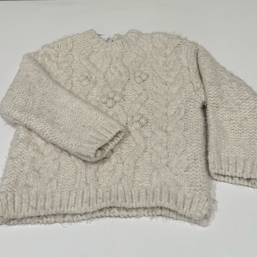 ZARA Baby Ivory Popcorn & Cableknit Sweater 12-18 Mon